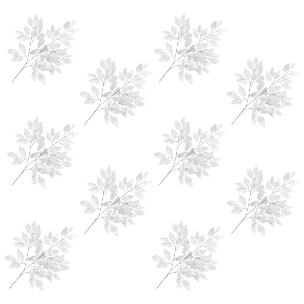 Artificial Leaves Ficus 10 pcs Silver 65 cm